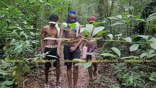 Maloqueiros from the favela returning to football find fags making out in the bush and give them a roll