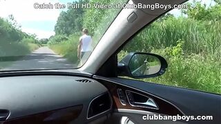 Cumming on his ass in public