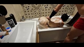 Massage a young stranger in the bathroom. The cocky exclusive