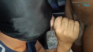 Sucking a huge thick and big cock I swallow it.