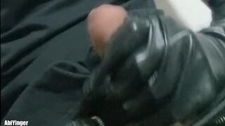 Leather Twink Jerking Off His Big Cock