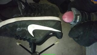 Jerk off on black Nike's