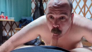 "Squirt Squirt in the Yurt" - Mister Moustache sucks Rusty's bear cock until it cums - cornfedMTdads