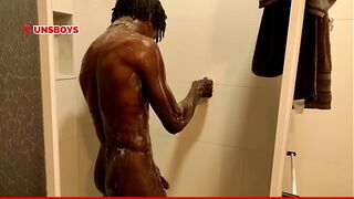 Hot boy taking a shower at his gay friend's house