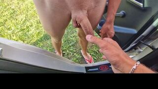 Femboy is like a bitch, teasing with a big cock and a smooth ass in public, and for that, he gets fu