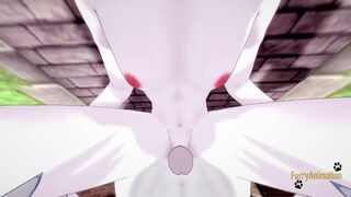 Digimon Pokemon Furry Yaoi - POV Cinderace x Gatomon blowjob and fucked