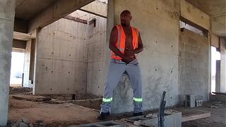Worker enjoying himself at the construction site
