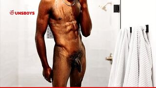 Straight black boy taking a shower at his gay friend's house