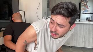 Hot stepson provokes stepdad until he takes his ass and leaves it open and full of cream