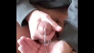handjob of my big balls tied with a link, nice cumshot,