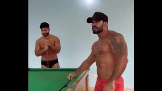 I called my friends to play pool and they made me pick up their cues.