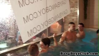 European partying studs jerking dick in group