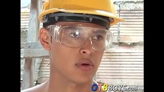 Hung latino twinks have anal sex in construction site