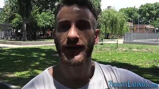 Ass fingered latino sucks cock and cums