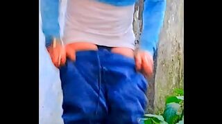 Cute femboy outdoor fun and piss compilation