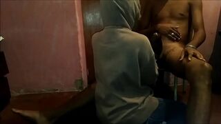 Shy boy sucks me off after a hard day at work