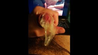 Edging night part 1, leaking in condom