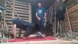 I caught my step cousin on all fours in the barn