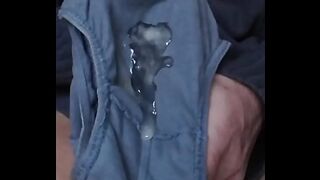 jerking off sniffing my underpants with tire tracks, cumming in them