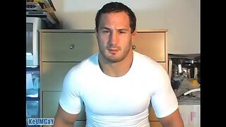 Sylvain Potard, str8 sport male let us to play with his huge dick.