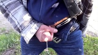 bike ride dick seems to stop handjob on the side of the road