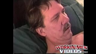 Mature dude Ugly Joe pleasures himself until he bursts cum