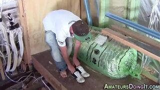 Amateur tug toy and cum