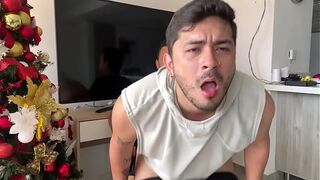 Horny stepson provokes stepfather until he gives him cock in the ass leaving it open and impregnating him