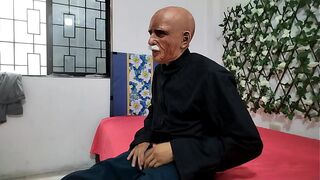 Grandpa jerking off taking out his big cock