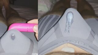 Masturbating with TWO vibrators, cumming through underwear, cum in boxers
