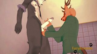 Beastars Yaoi - Legosi Fucks Louis in a School Toilet