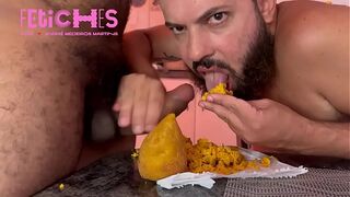 COXINHA- boy sucks thick dick while eating coxinha