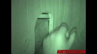 Nasty mature dude Bob sucks a cock in glory hole scene