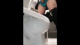 Man gets excited in public toilet