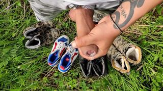 4 times piss and cumshot on my used boots and sneakers