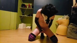 Femboy Husky trying to take XL Chance and cum with ass creampie