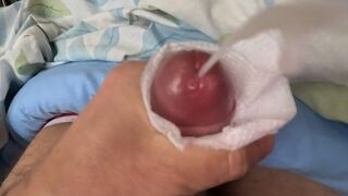 Masturbation in red panties, thick sperm