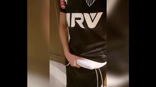 Athletic Cat player jacking off