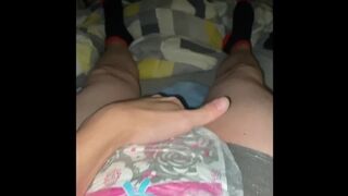 Wetting my pull up then rubbing it until i cum