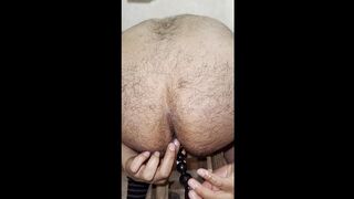 Latino boy discovers pleasure of anal play with his toy and coconut oil. Hairy ASS