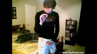 Naked daddies in bed with twink Trace comes home from the club all by