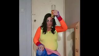 sissy gay crossdresser will not stop swallowing his till you feed him yours and on cam for the world to see