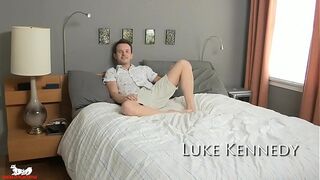 Luke Kennedy's cock is rock-hard & pointing straight out