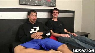 Straight amateur hunk sucks on a hard cock for cash