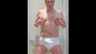 Wanking and pissing in tighty whities. Briefs. Y-fronts. Aussiebum. AC. M&S. Two cumshots.