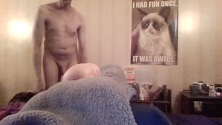 Horny daddy fucks his toy and cums