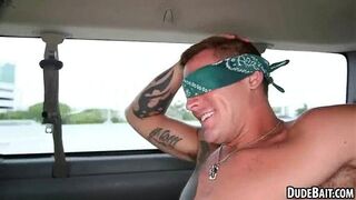 Blindfolded hunk tricked into getting sucked by a guy