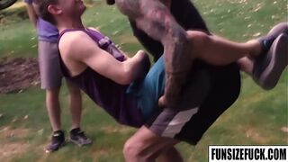 FunSizeFuck.com - Ian Levine's face is a mixture of pleasure and as his trainer Dolf Dietrich's digs deeper and thrusts faster into Ian's tight asshole!