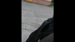 Taking the dick out for a walk & piss.