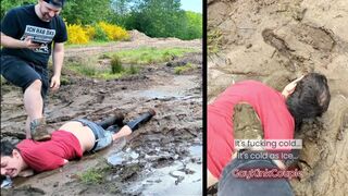 Caught having fun in the mud - outdoor public